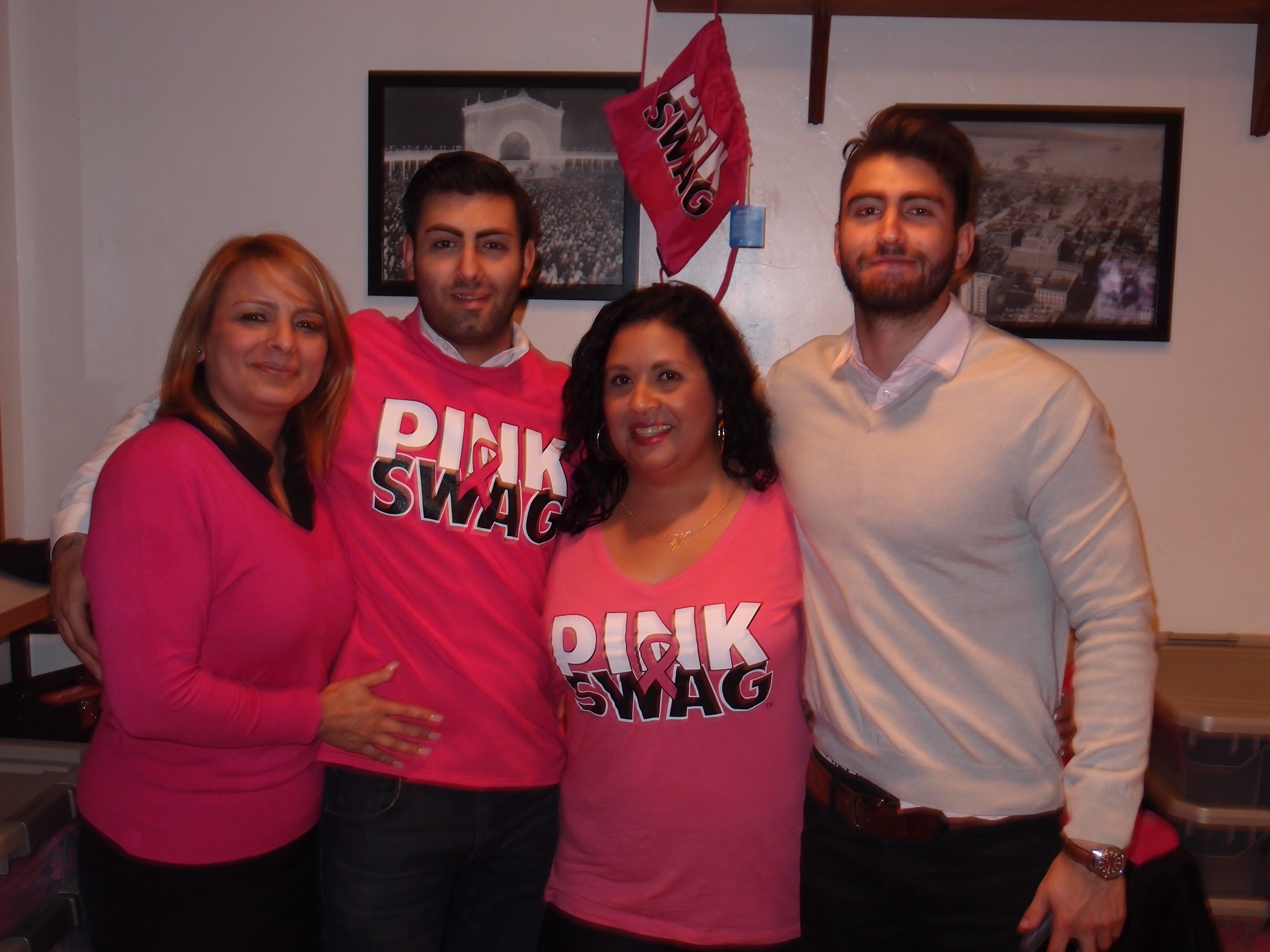 Ysabel with friends wearing Pink Swag shirts